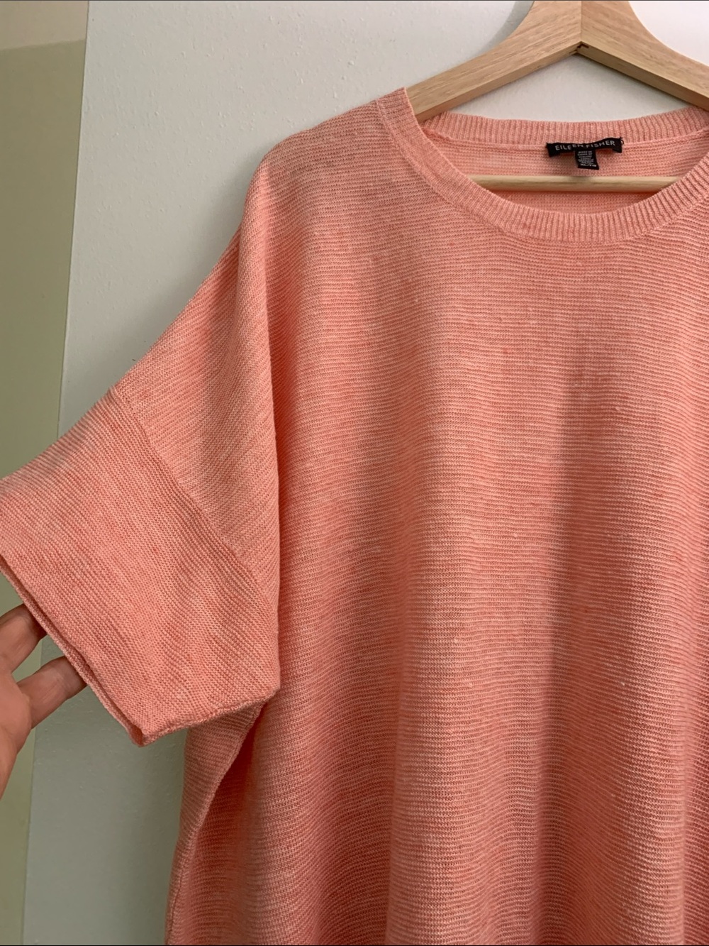 Eileen Fisher Peach Knit Crewneck Top XL 100 percent organic linen. New. - Picture 7 of 9